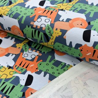 Sweat fabric Animaland petrol