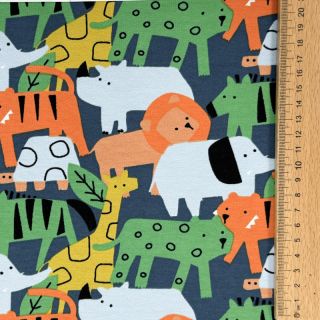 Sweat fabric Animaland petrol