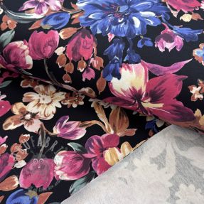 Sweat fabric Flower Luna black digital print