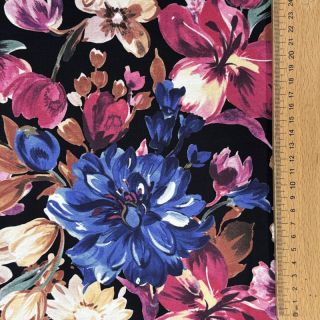 Sweat fabric Flower Luna black digital print
