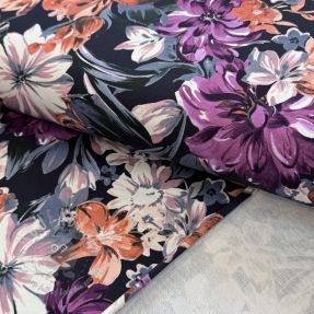 Sweat fabric Flower Luna navy digital print