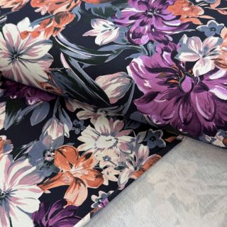 Sweat fabric Flower Luna navy digital print