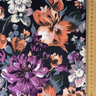 Sweat fabric Flower Luna navy digital print