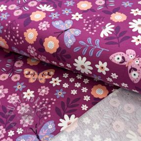 Sweat fabric Flowers Azriel fuchsia