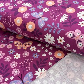 Sweat fabric Flowers Azriel fuchsia