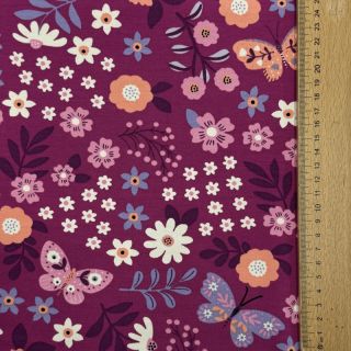 Sweat fabric Flowers Azriel fuchsia