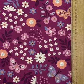 Sweat fabric Flowers Azriel fuchsia
