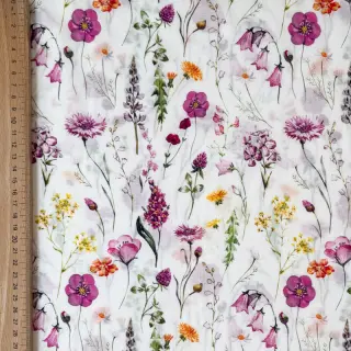 Cotton fabric VOILE Emily flowers digital print
