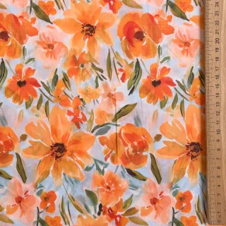Cotton fabric VOILE Sarah flowers digital print