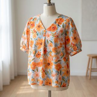 Cotton fabric VOILE Sarah flowers digital print