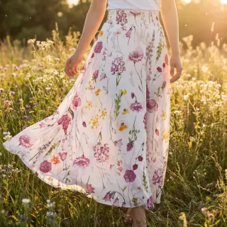 Cotton fabric VOILE Emily flowers digital print