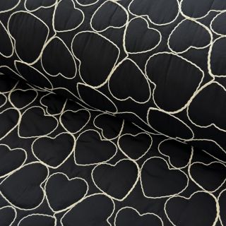 Stepped fabric EMBROIDERY Hearts black
