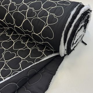Stepped fabric EMBROIDERY Hearts black