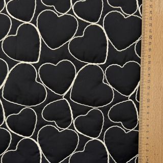 Stepped fabric EMBROIDERY Hearts black