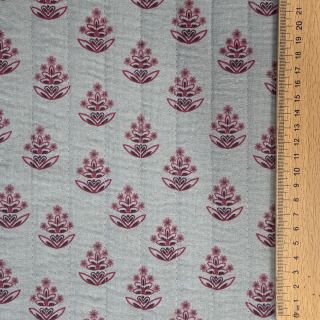 Double gauze/muslin STEPPED Flowers mauve