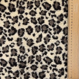 Coat fabric TEDDY JACQUARD Animal skin brown