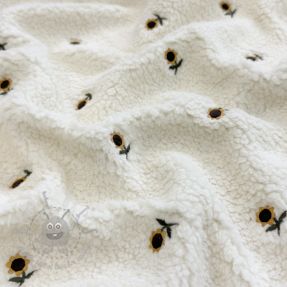 Coat fabric TEDDY JACQUARD EMBROIDERY Sunflower