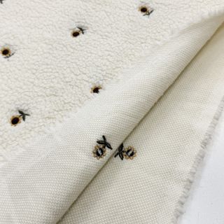 Coat fabric TEDDY JACQUARD EMBROIDERY Sunflower