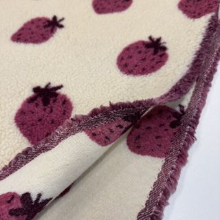 Coat fabric TEDDY JACQUARD Strawberries