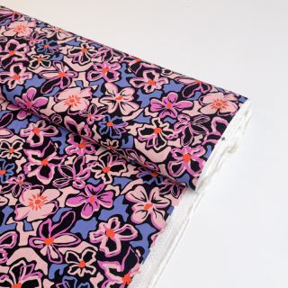 Viscose STRETCH Flowers Junie black