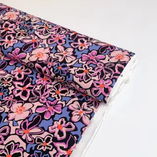Viscose STRETCH Flowers Junie black