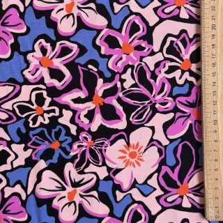 Viscose STRETCH Flowers Junie black