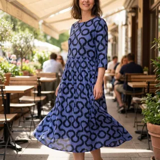 Viscose STRETCH Abstract blue