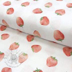 Double gauze/muslin Strawberries digital print