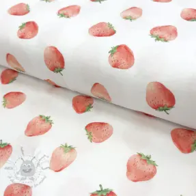 Double gauze/muslin Strawberries digital print