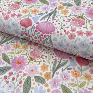 Double gauze/muslin Flowers pink dream digital print