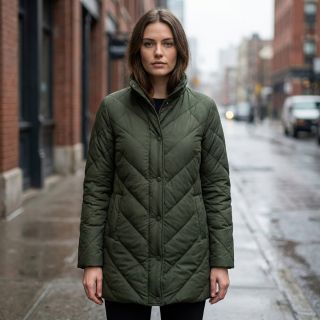 Stepped fabric ZIG ZAG army green