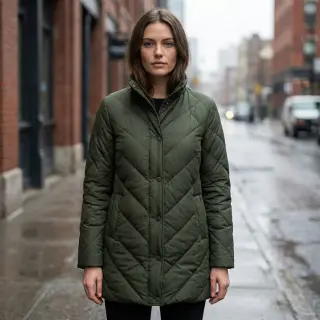 Stepped fabric ZIG ZAG army green