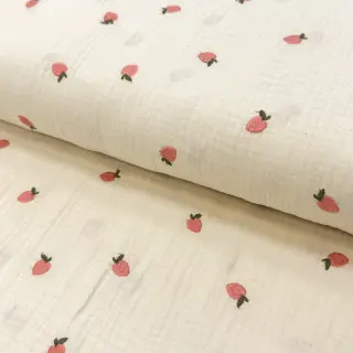 Double gauze/muslin EMBROIDERY Fruit peach SIMPLY NATURAL