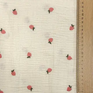 Double gauze/muslin EMBROIDERY Fruit peach SIMPLY NATURAL