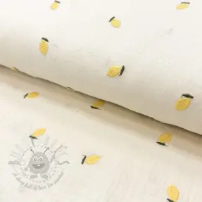 Double gauze/muslin EMBROIDERY Fruit yellow SIMPLY NATURAL