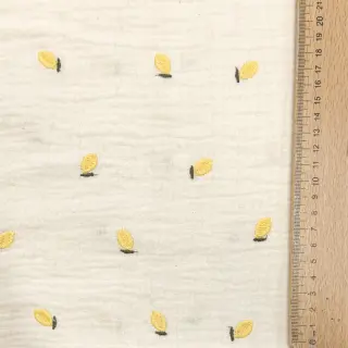 Double gauze/muslin EMBROIDERY Fruit yellow SIMPLY NATURAL