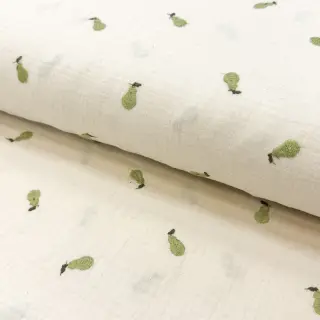 Double gauze/muslin EMBROIDERY Fruit green SIMPLY NATURAL