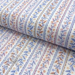 Double gauze/muslin Leaves in stripes digital print ORGANIC