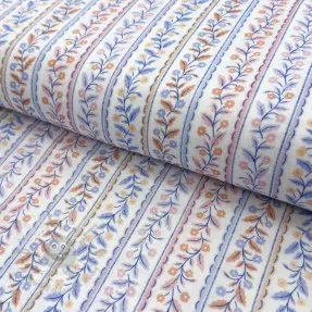 Double gauze/muslin Leaves in stripes digital print ORGANIC