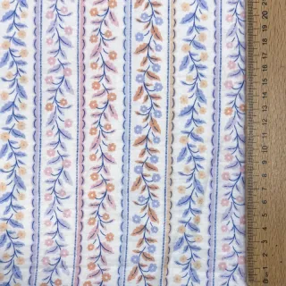 Double gauze/muslin Leaves in stripes digital print ORGANIC