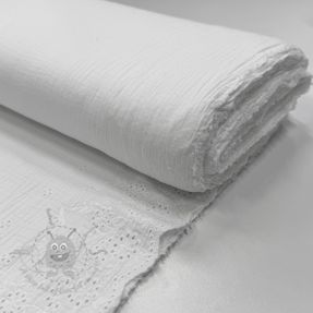 Double gauze/muslin BORDER Helene white