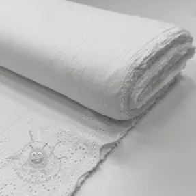Double gauze/muslin BORDER Helene white