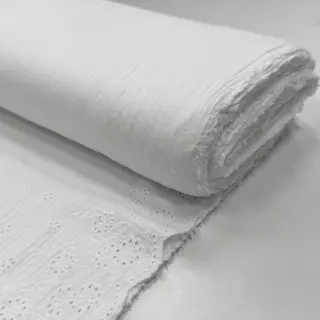 Double gauze/muslin BORDER Helene white