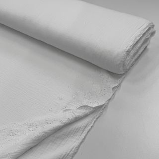 Double gauze/muslin BORDER Helene white