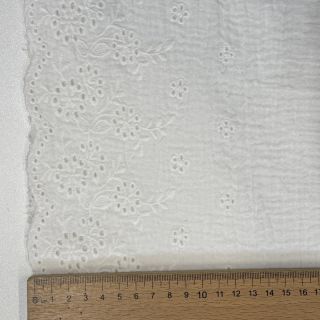 Double gauze/muslin BORDER Helene white