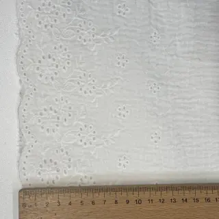 Double gauze/muslin BORDER Helene white