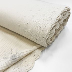 Double gauze/muslin BORDER Helene natural