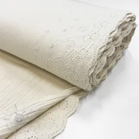 Double gauze/muslin BORDER Helene natural