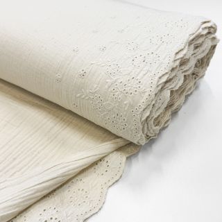 Double gauze/muslin BORDER Helene natural