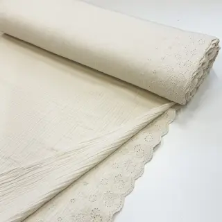 Double gauze/muslin BORDER Helene natural